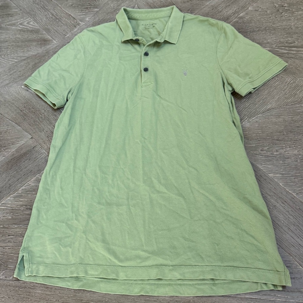 AllSaints Reform Slim Fit Cotton Polo - Green